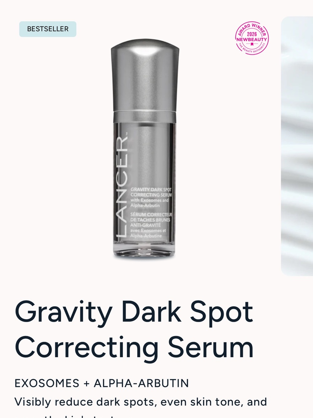 Lancer Gravity Dark Spot Correcting Serum with exosomes and alpha arbutin